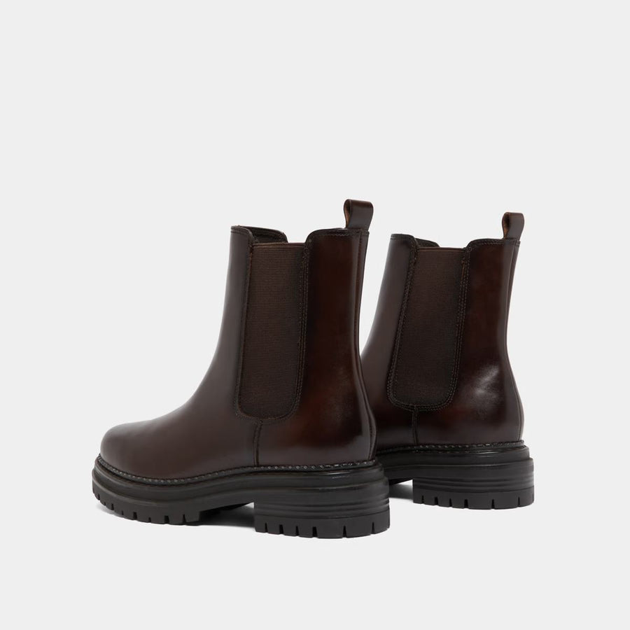 Boots Adalard Cuir Brun-Rouge