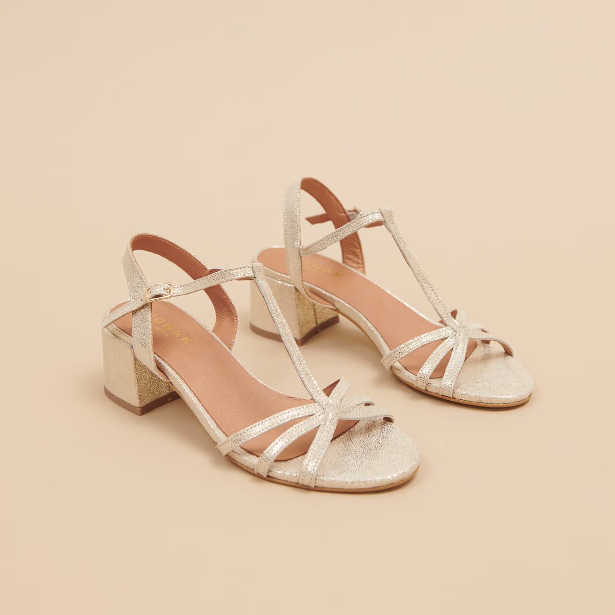 Sandales Adelia Velours Lamin Platine