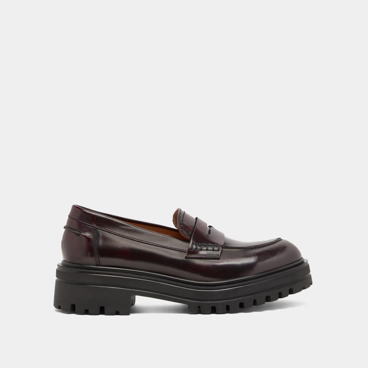 Mocassins Alfi Cuir Glace Bordeaux