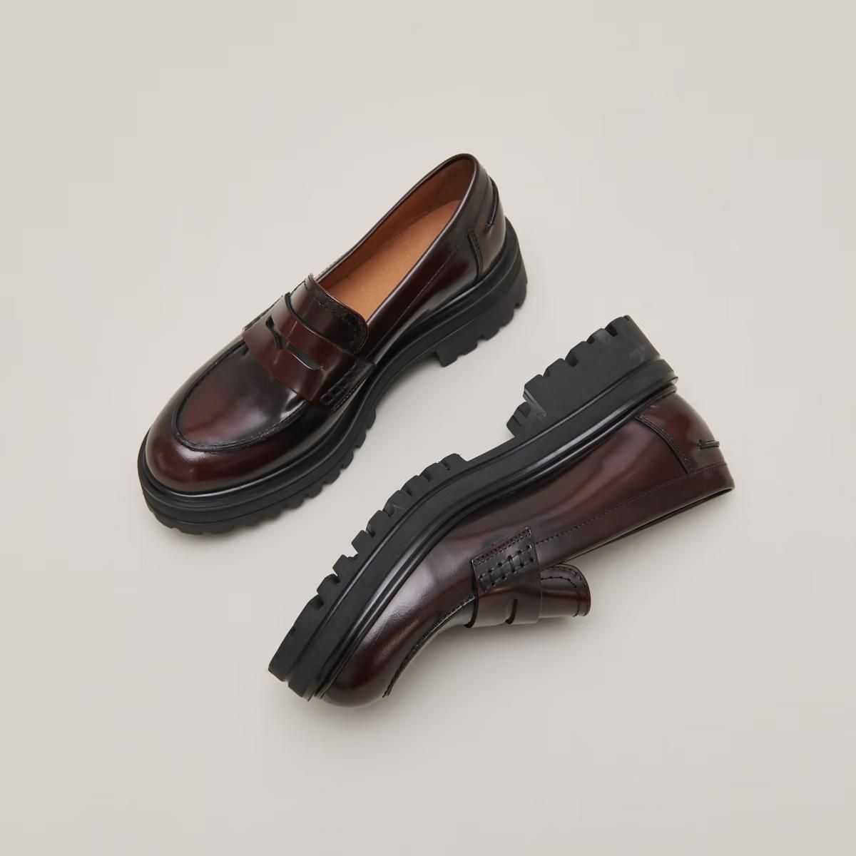 Mocassins Alfi Cuir Glace Bordeaux