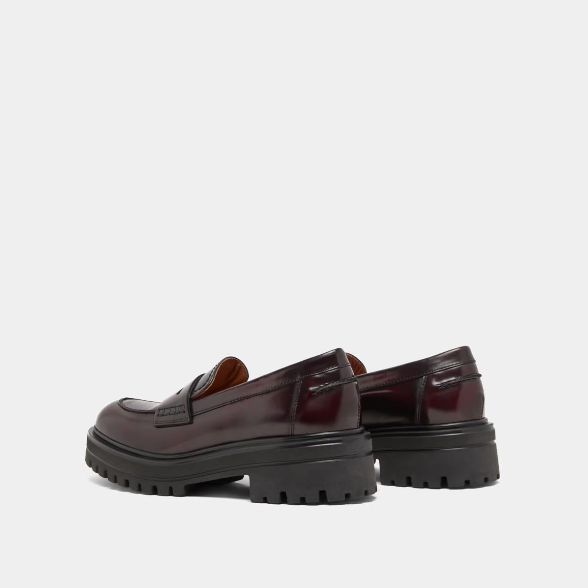 Mocassins Alfi Cuir Glace Bordeaux