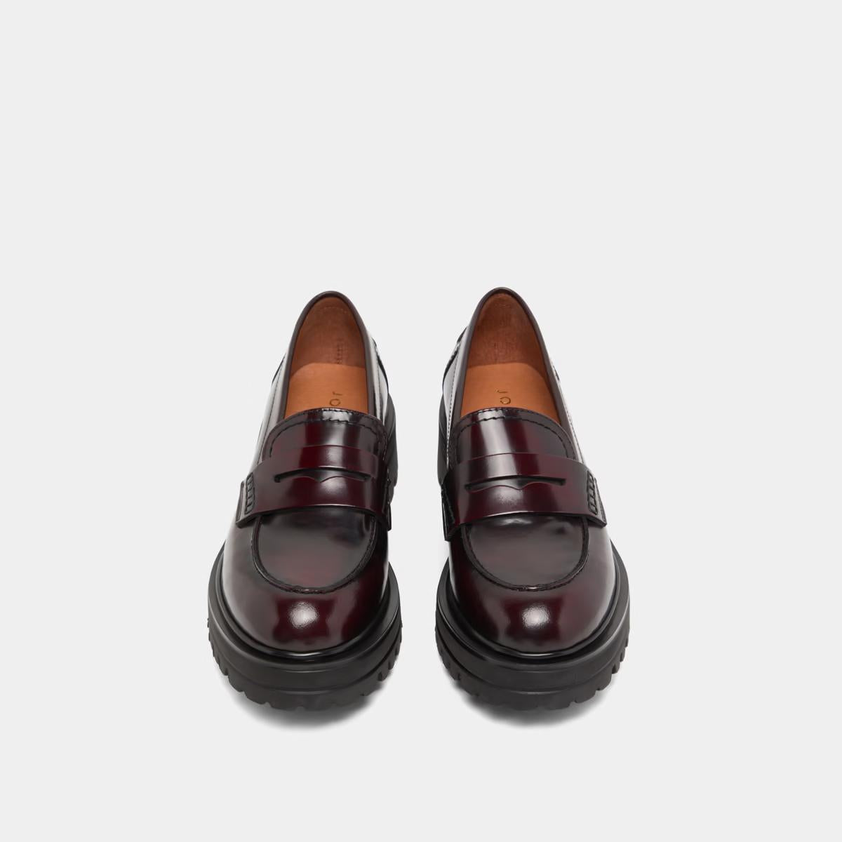 Mocassins Alfi Cuir Glace Bordeaux