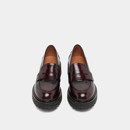 Mocassins Alfi Cuir Glace Bordeaux