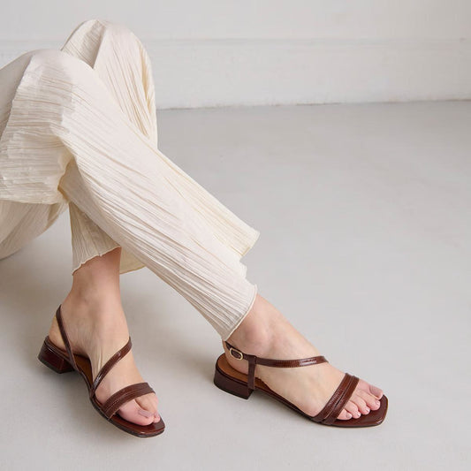Sandales Anaya Cuir Brillant Marron