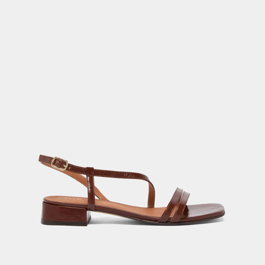 Sandales Anaya Cuir Brillant Marron