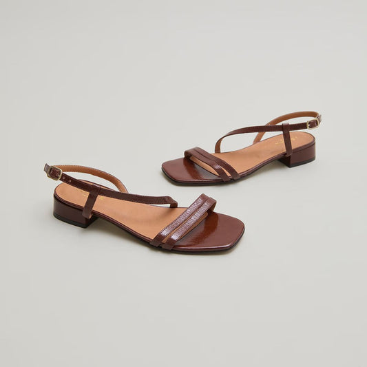 Sandales Anaya Cuir Brillant Marron