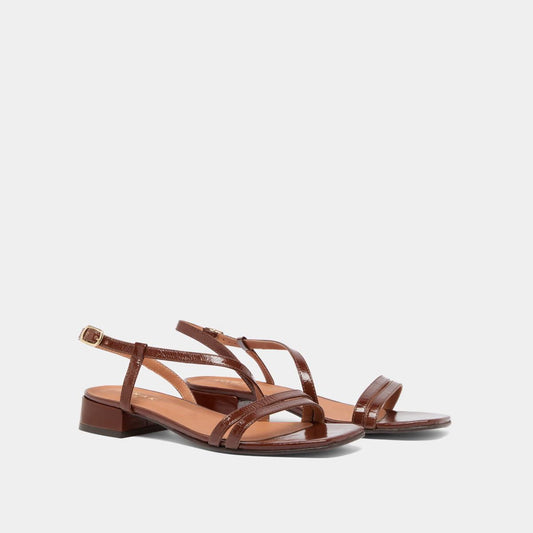 Sandales Anaya Cuir Brillant Marron