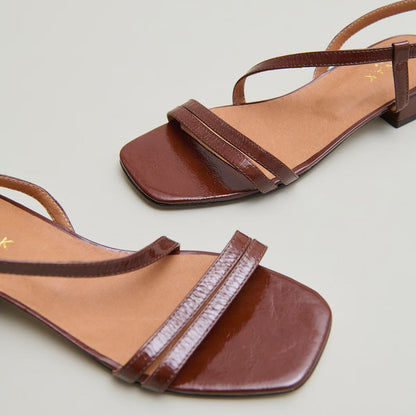Sandales Anaya Cuir Brillant Marron
