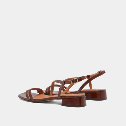 Sandales Anaya Cuir Brillant Marron