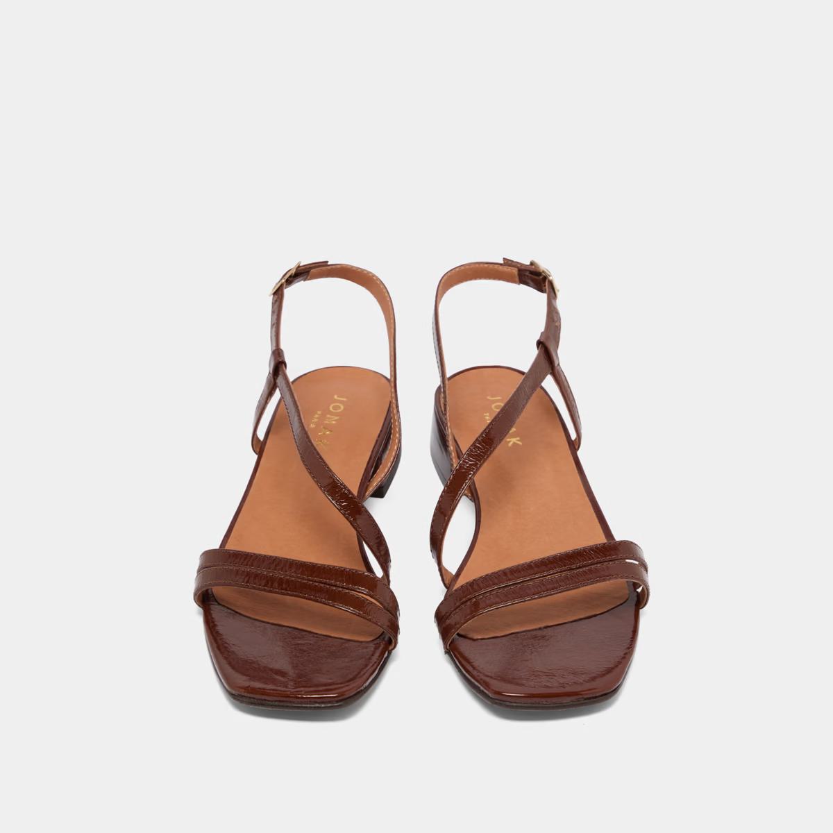 Sandales Anaya Cuir Brillant Marron
