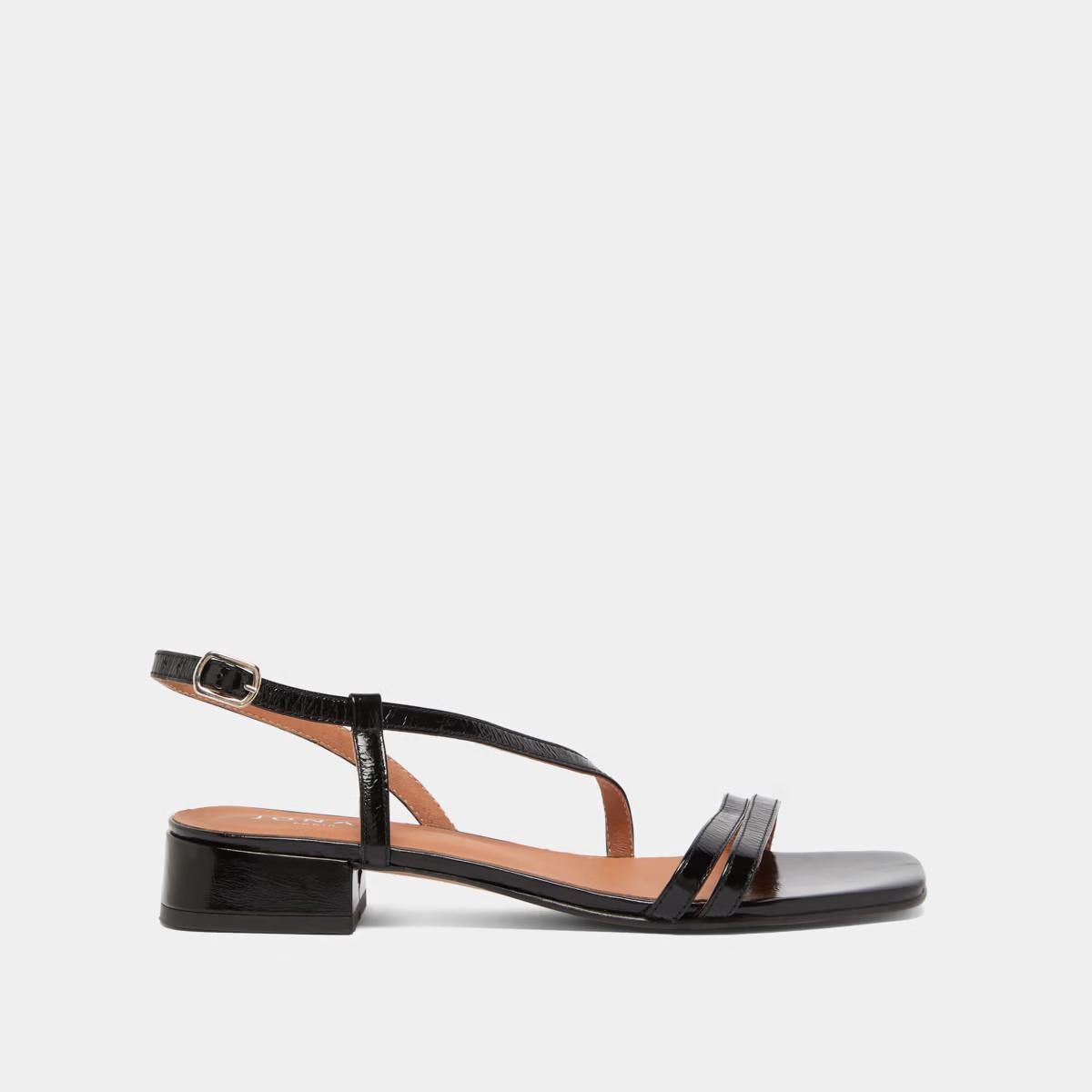 Sandales Anaya Cuir Brillant Noir