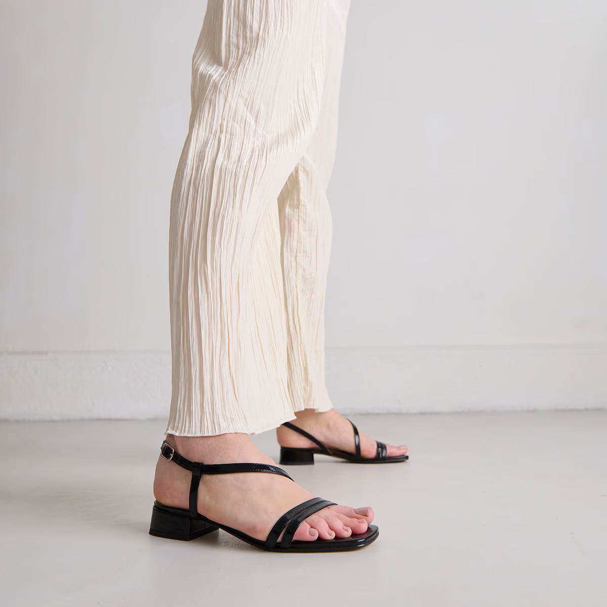 Sandales Anaya Cuir Brillant Noir