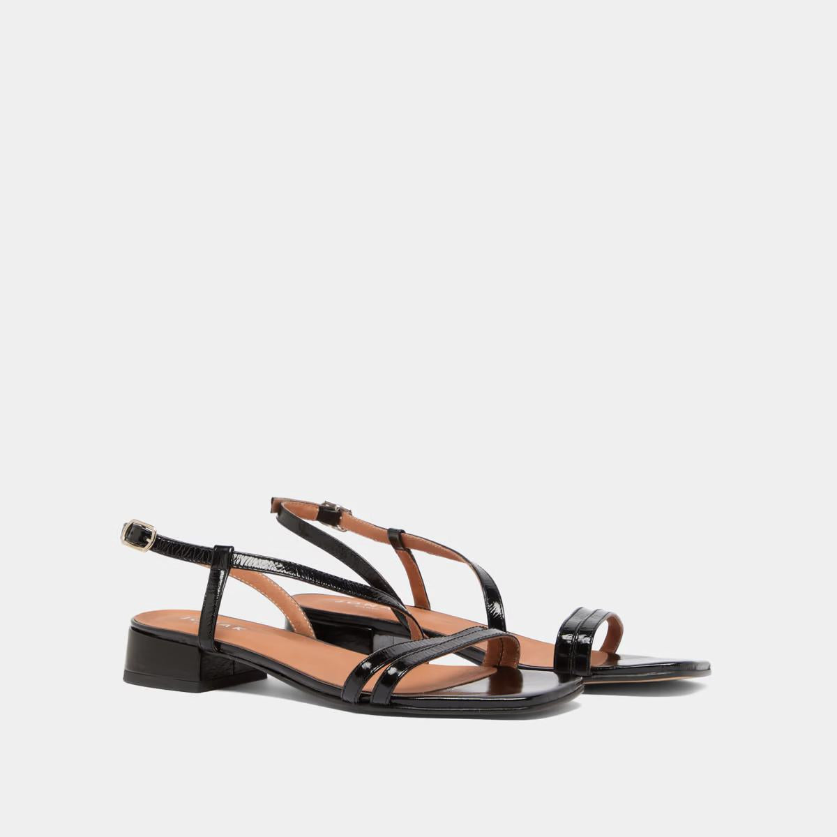 Sandales Anaya Cuir Brillant Noir