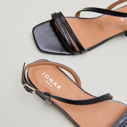Sandales Anaya Cuir Brillant Noir