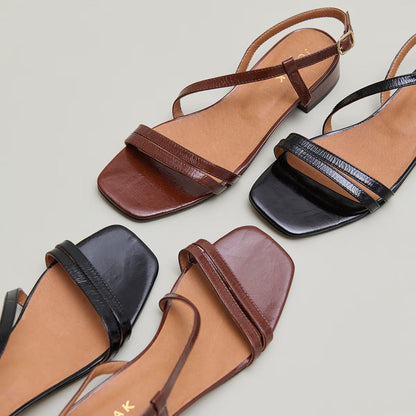 Sandales Anaya Cuir Brillant Noir