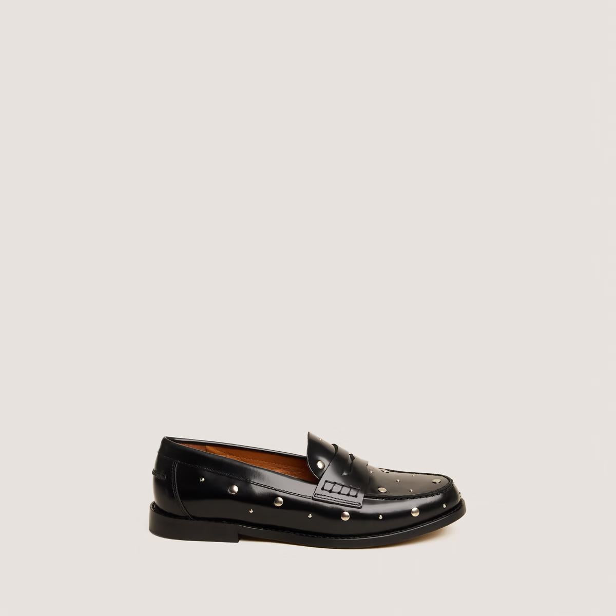 Jonak Women's Andrew Loafers - 100% Cow Leather Glazed Finish - Black Noir