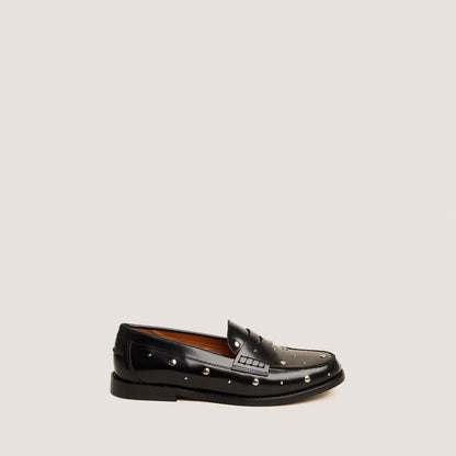 Jonak Women's Andrew Loafers - 100% Cow Leather Glazed Finish - Black Noir