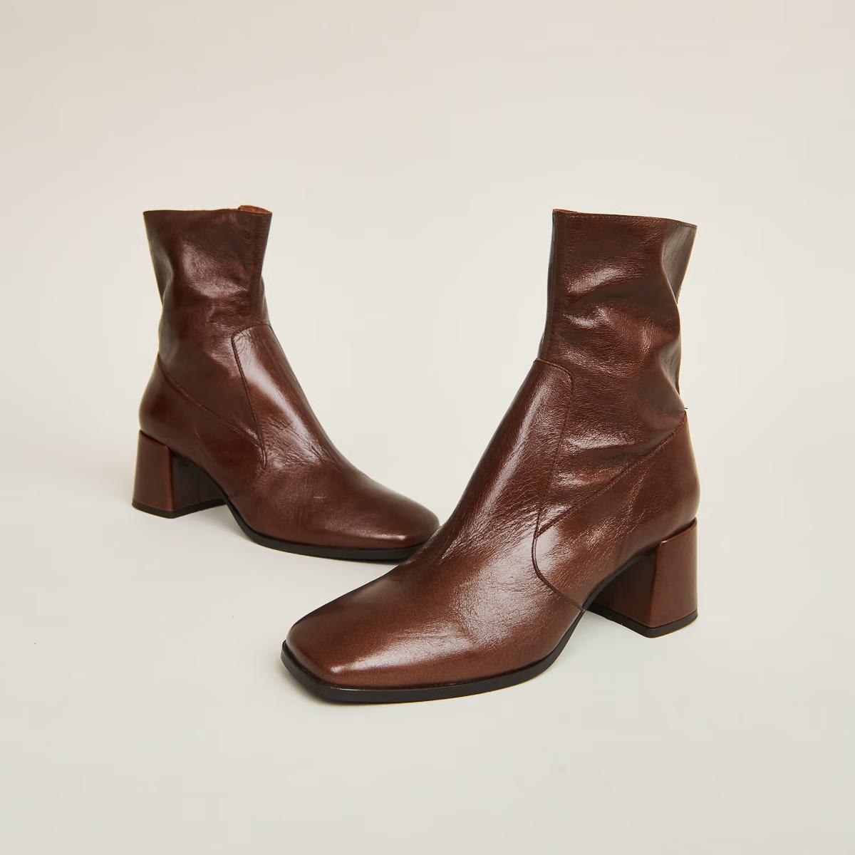 Boots Argentat Cuir Vieill Marron