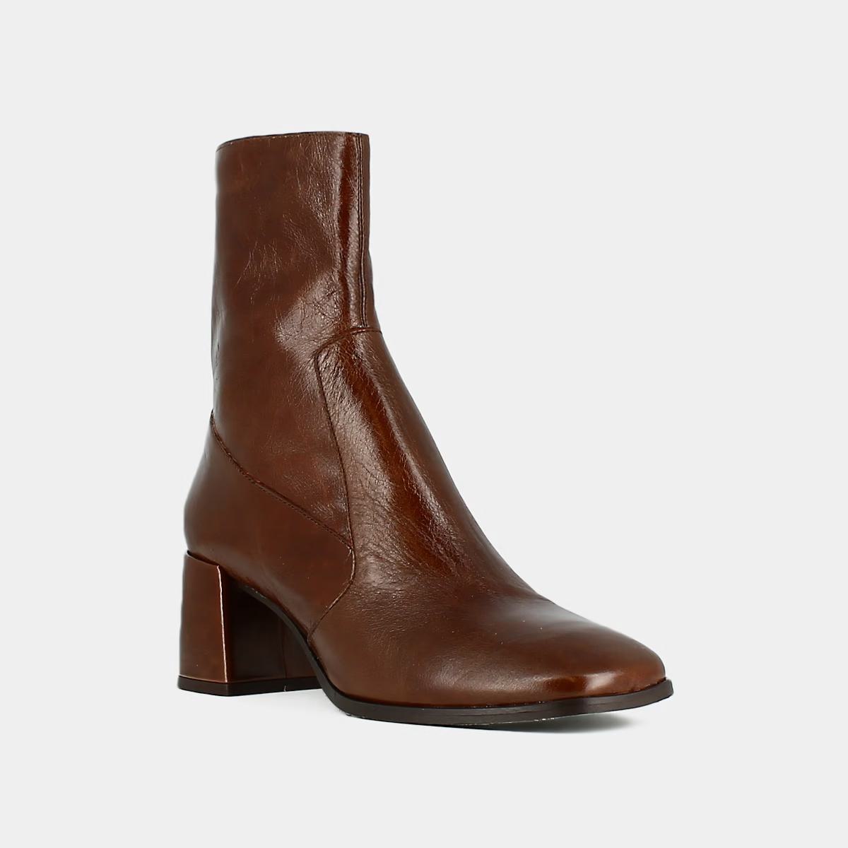 Boots Argentat Cuir Vieill Marron