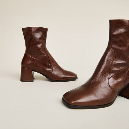 Boots Argentat Cuir Vieill Marron