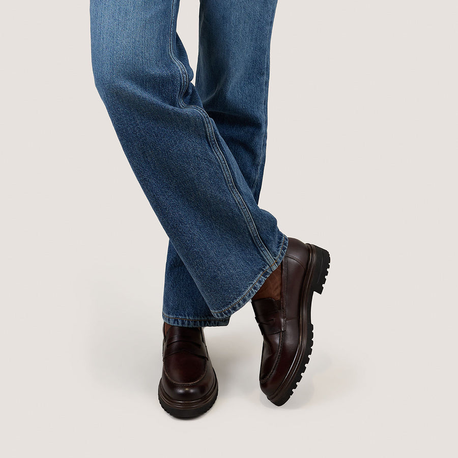 Mocassins Arlo Cuir Brun-Rouge