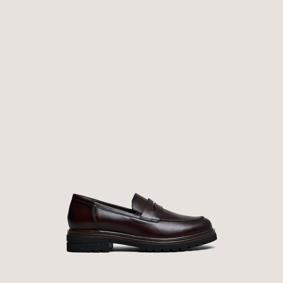 Mocassins Arlo Cuir Brun-Rouge