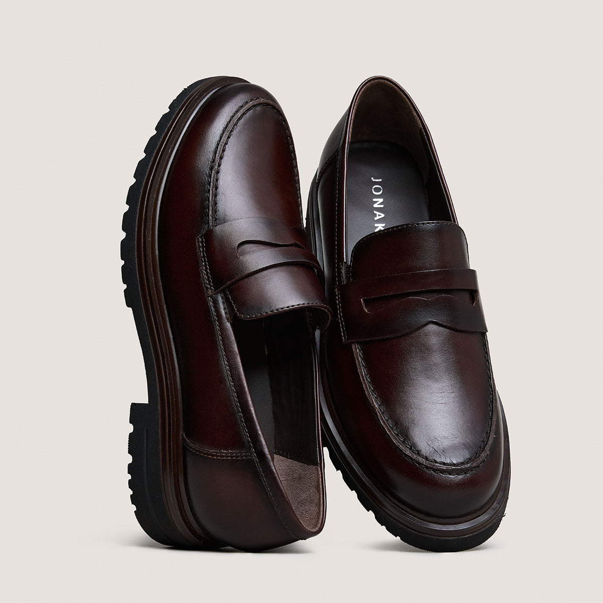 Mocassins Arlo Cuir Brun-Rouge