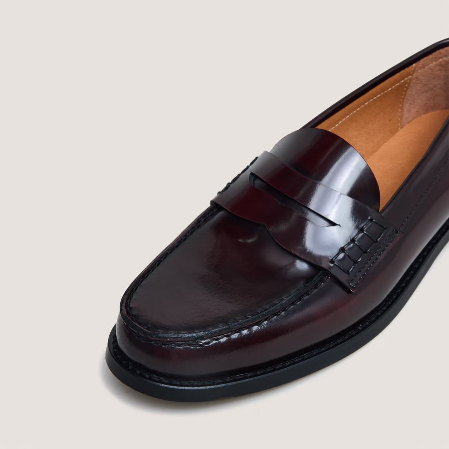 Mocassins Audelya Cuir Glace Bordeaux