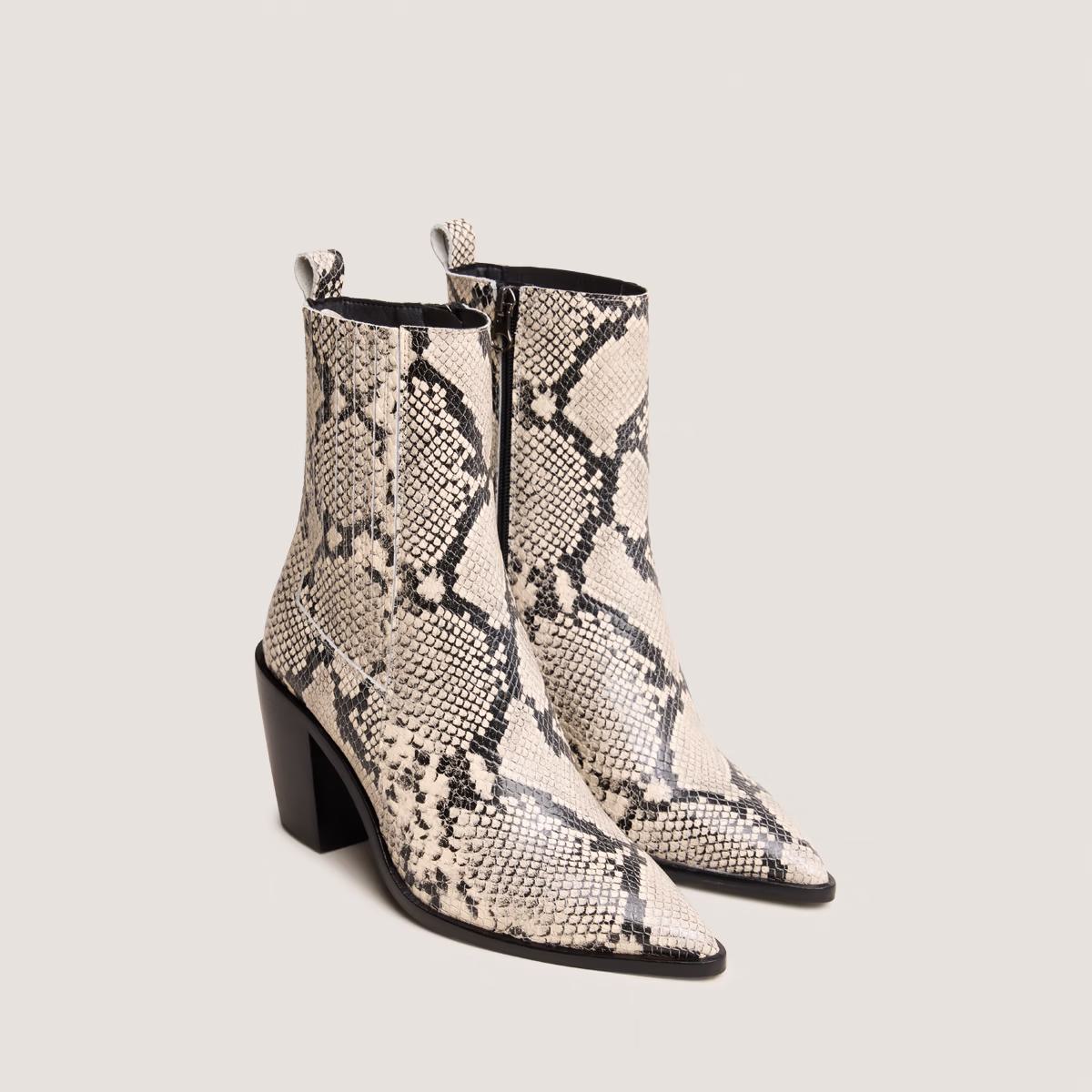 Boots Basama Reptile Noir-blanc