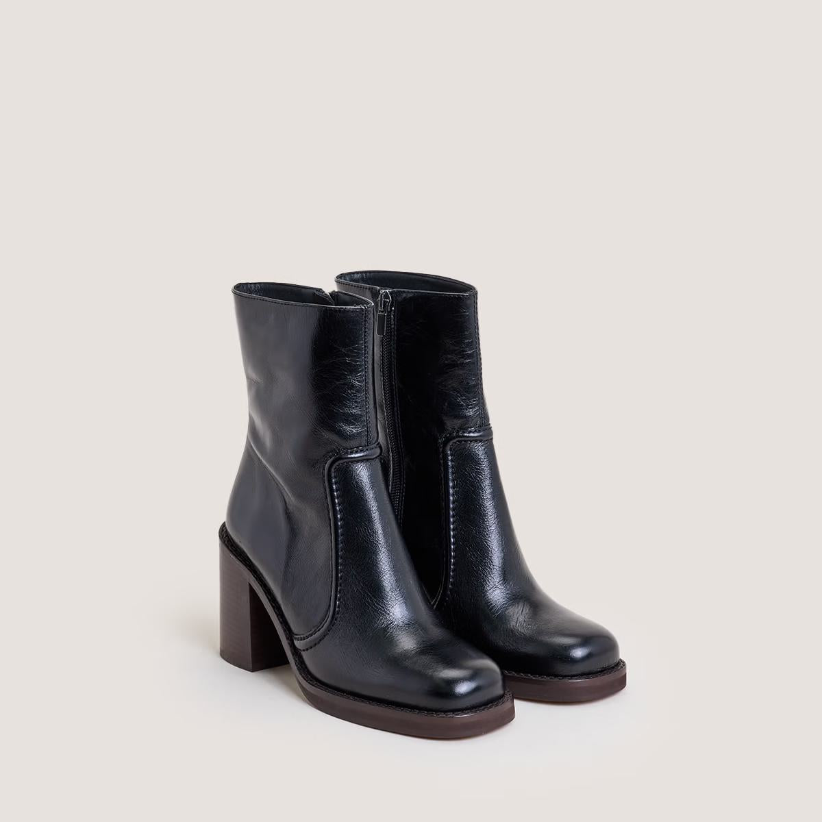 Boots Benicio Cuir Vieilli Noir