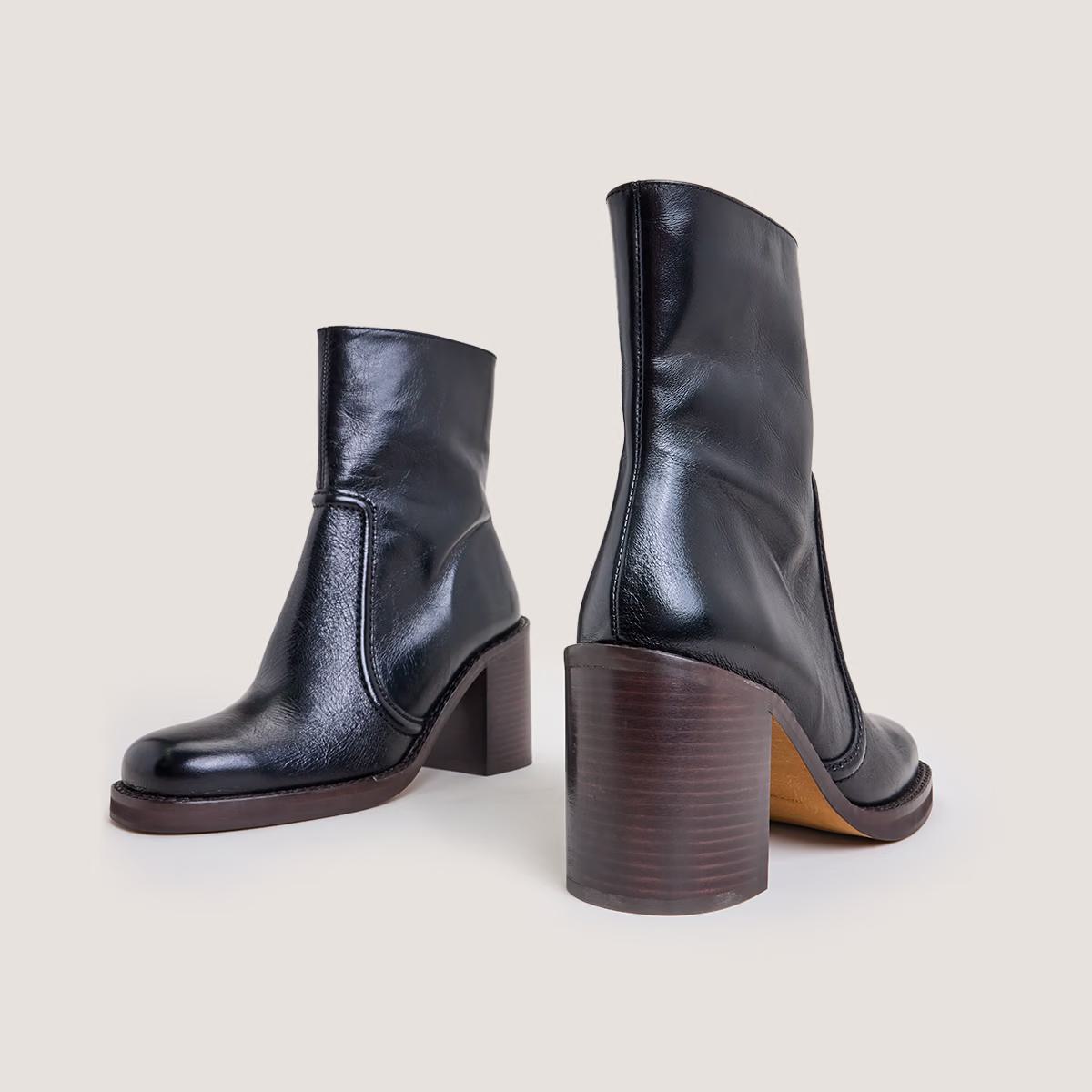 Boots Benicio Cuir Vieilli Noir