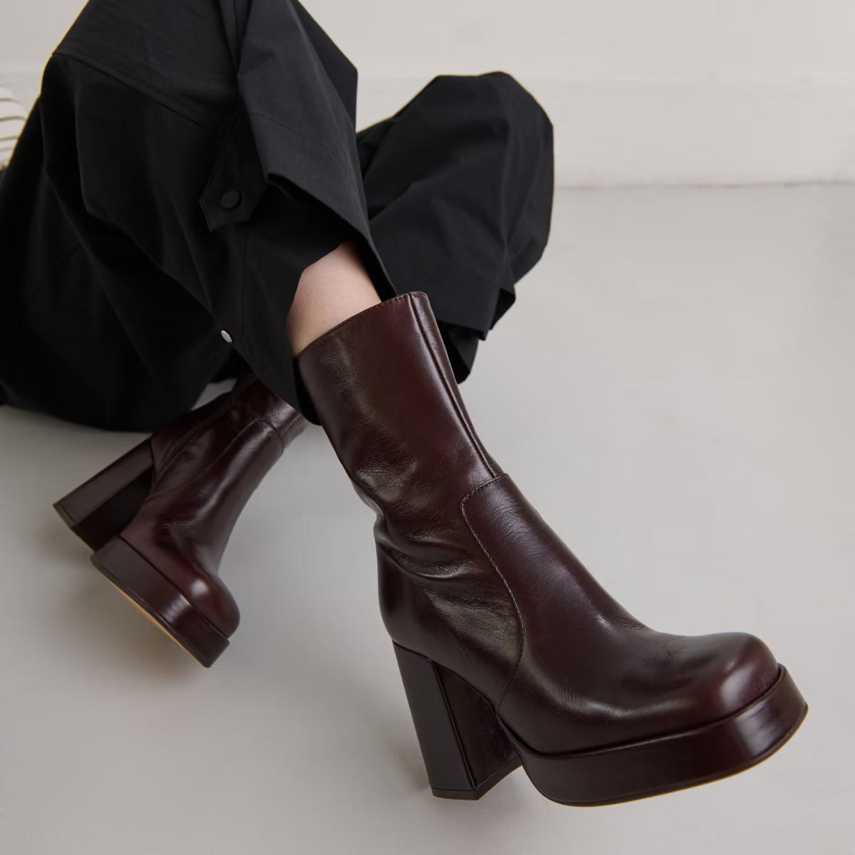 Boots Ben Cuir Vieilli Chocolat