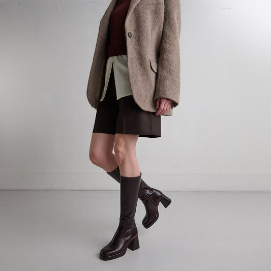 Bottes Betina Cuir Vieilli Chocolat