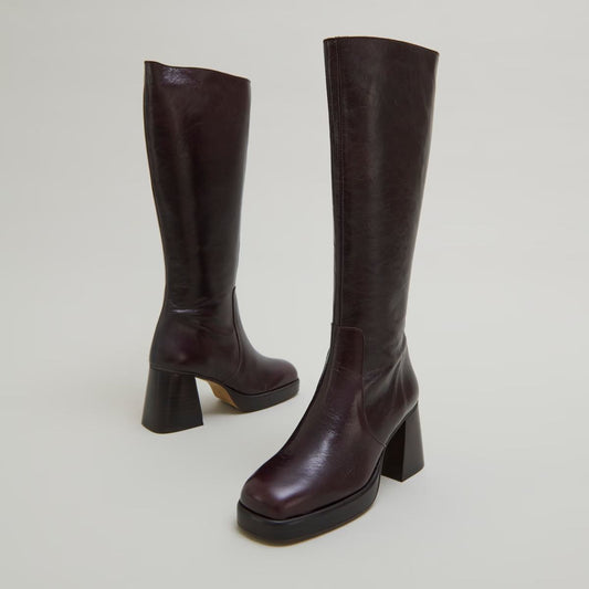 Bottes Betina Cuir Vieilli Chocolat