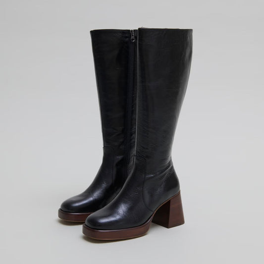 Bottes Betina Cuir Vieilli Noir