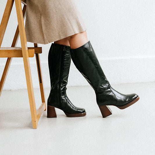 Bottes Betina Cuir Vieilli Noir