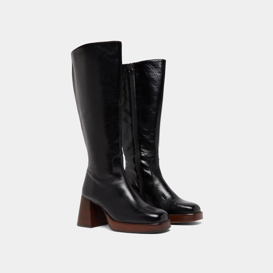 Bottes Betina Cuir Vieilli Noir