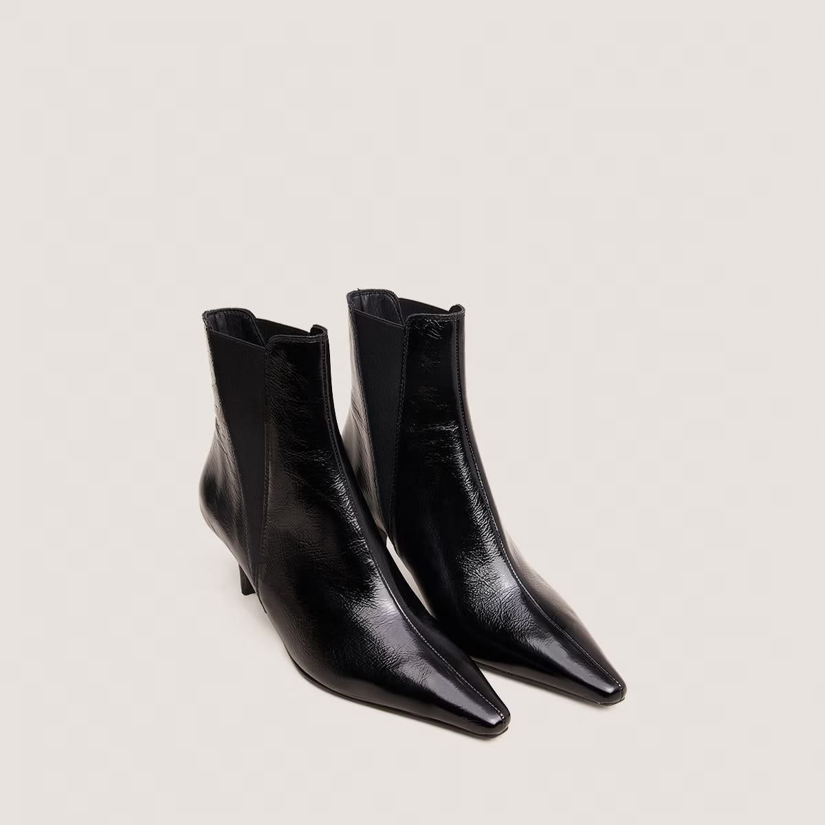 Boots Borgia Cuir Brillant Noir