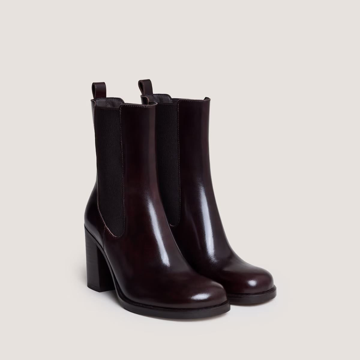 Boots Break Cuir Marron-Fonce