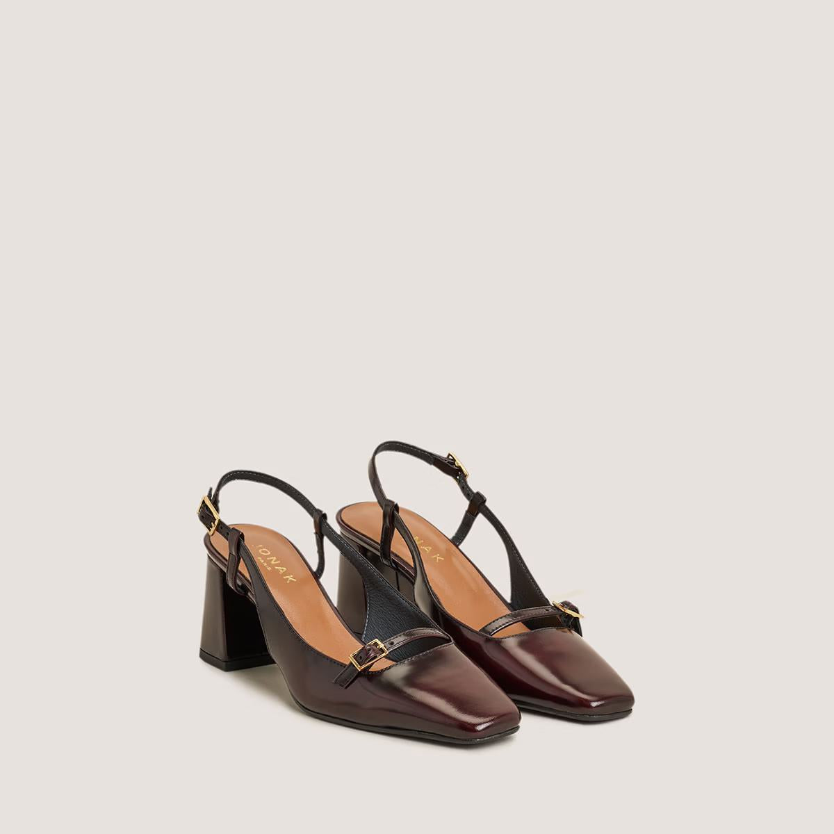Escarpins Dadelle Cuir Glace Bordeaux