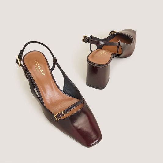 Escarpins Dadelle Cuir Glace Bordeaux