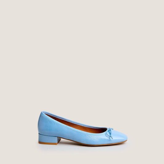 Ballerines Dadou Vernis Plisse Bleu-Ciel