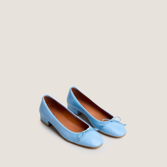 Ballerines Dadou Vernis Plisse Bleu-Ciel