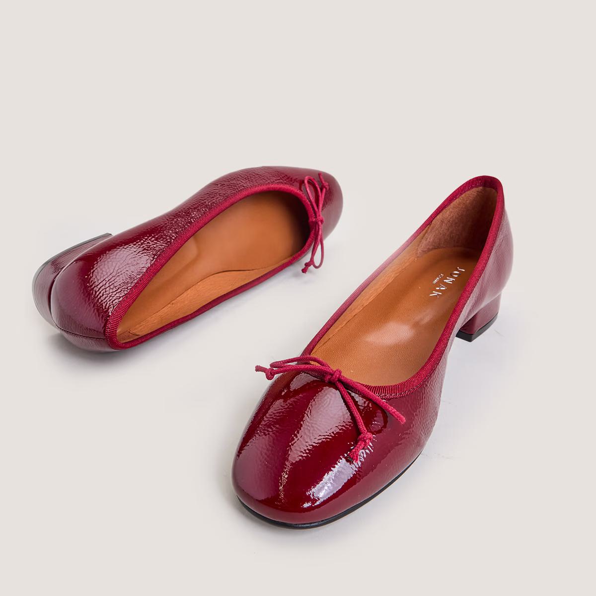 Ballerines Dadou Vernis Plisse Bordeaux