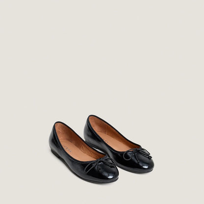 Women's Ballerinas Patent Leather Pleated Flat - Black Noir