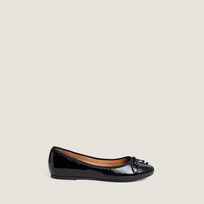 Women's Ballerinas Patent Leather Pleated Flat - Black Noir