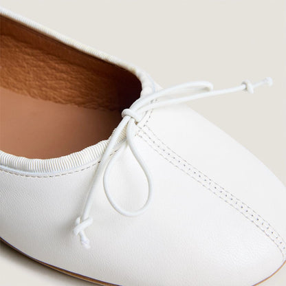 Women Ballet Flats Premium Calfskin Leather - Ecru