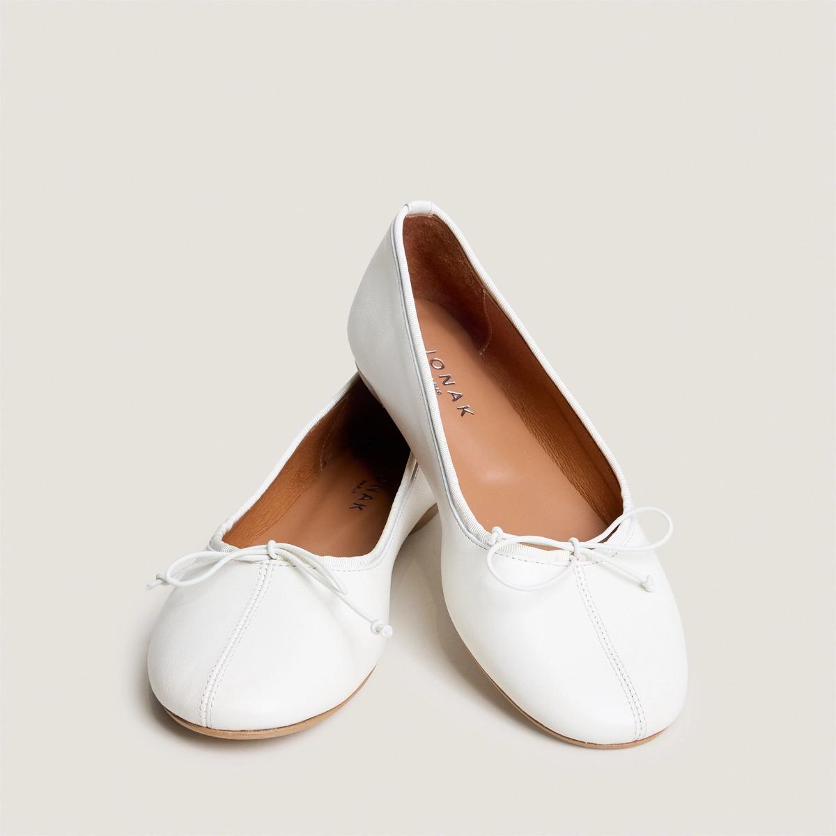 Women Ballet Flats Premium Calfskin Leather - Ecru