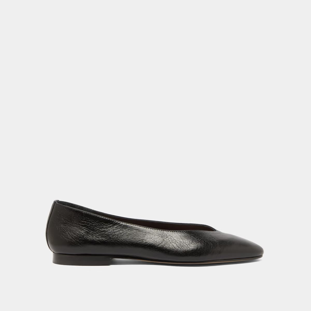 Ballerines Dassus Cuir Vieilli Noir