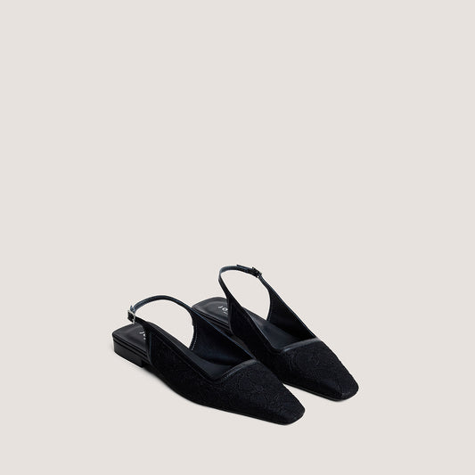 Ballerines Daxo Dentelle/cuir Noir-noir